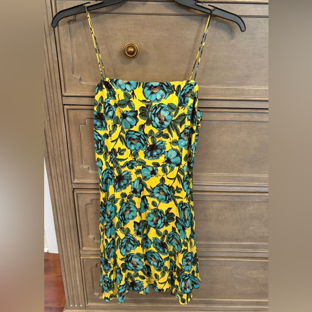 Alice and Olivia Floral Yellow and Blue Dress